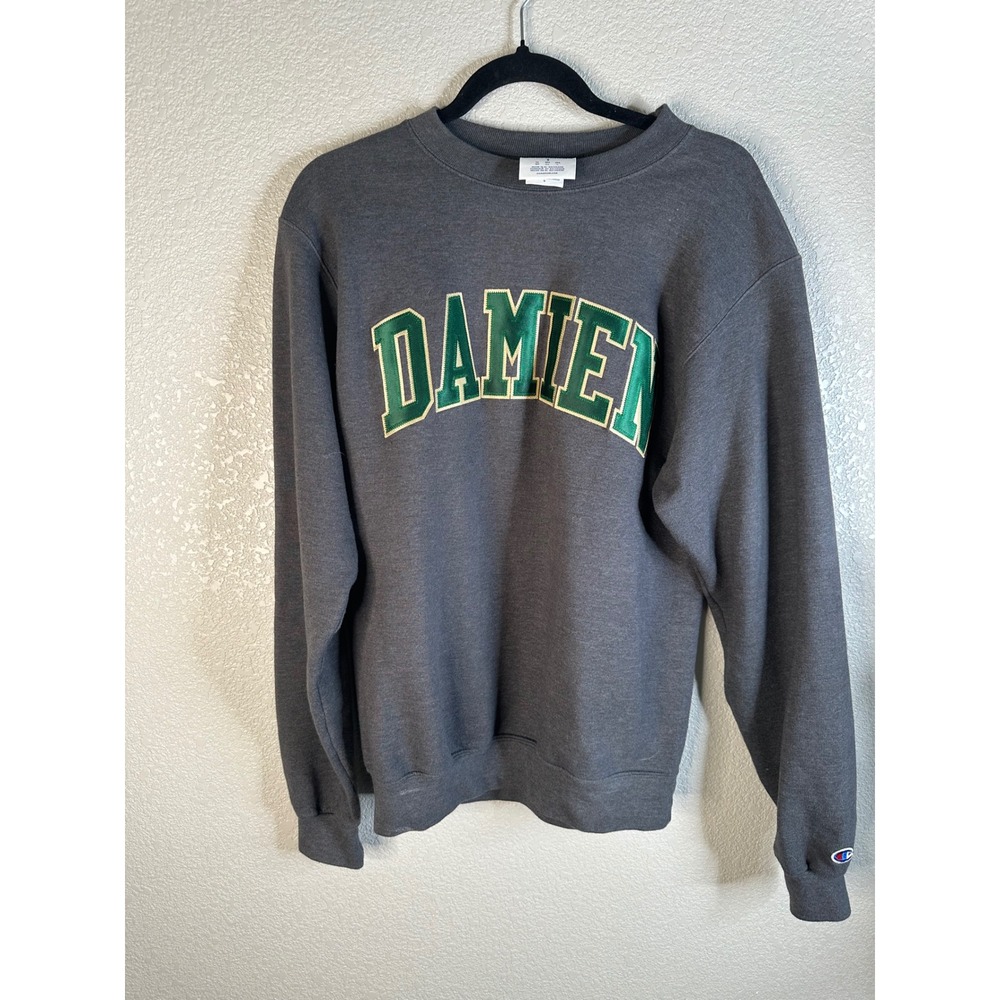 Champion Sweatshirt Unisex Small Gray Excellent Damien Arch Logo Pullover - Picture 2 of 11